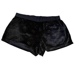 Juicy Couture Black Velour Crown Logo Sleep Shorts Large Sleepwear Y2K Cute